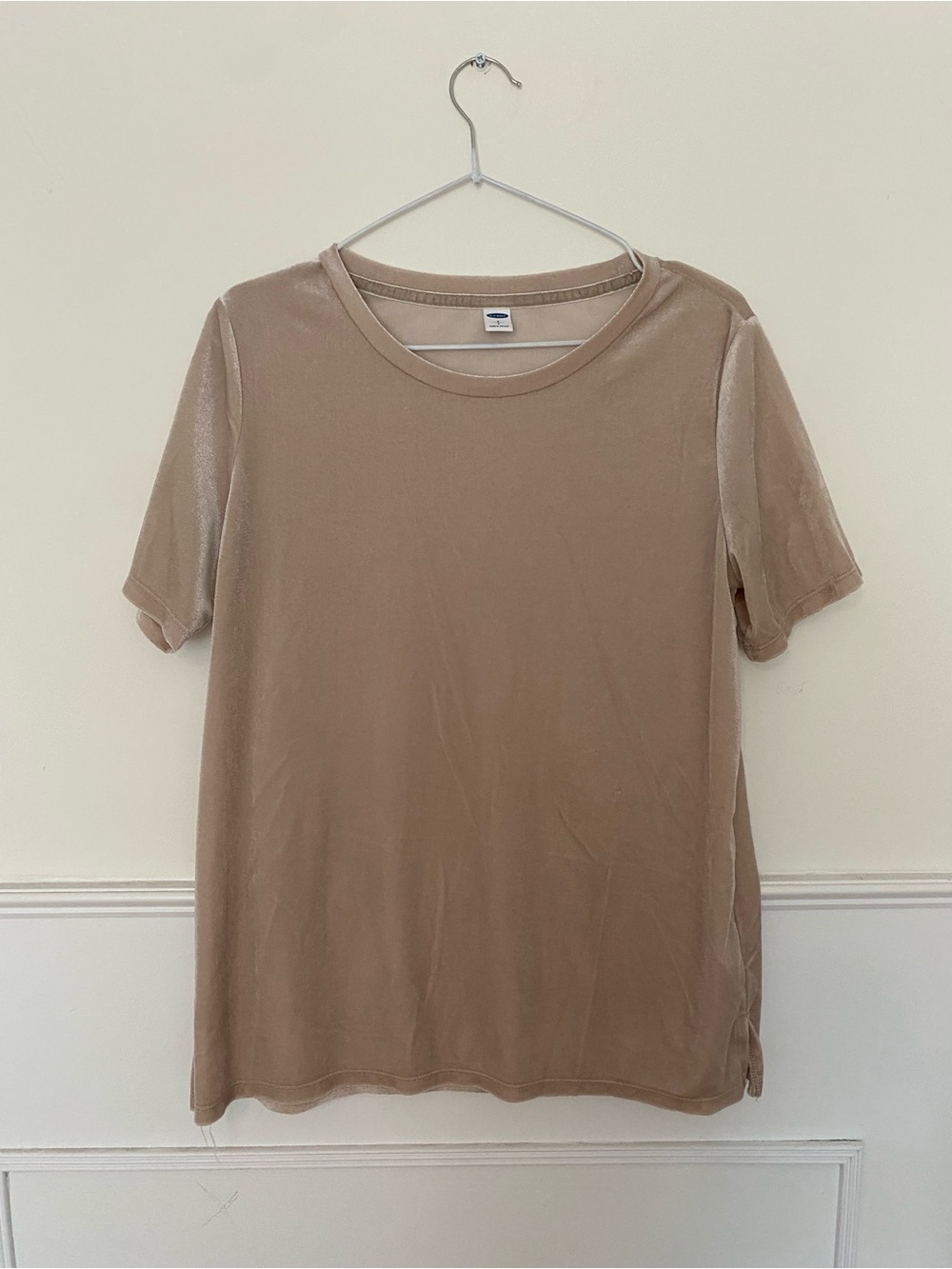 Classic Beige Crewneck Short-Sleeve Top
